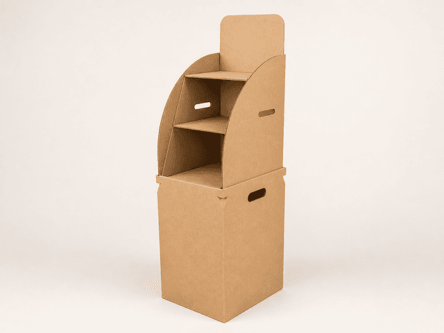 Three-shelf corrugated floor display