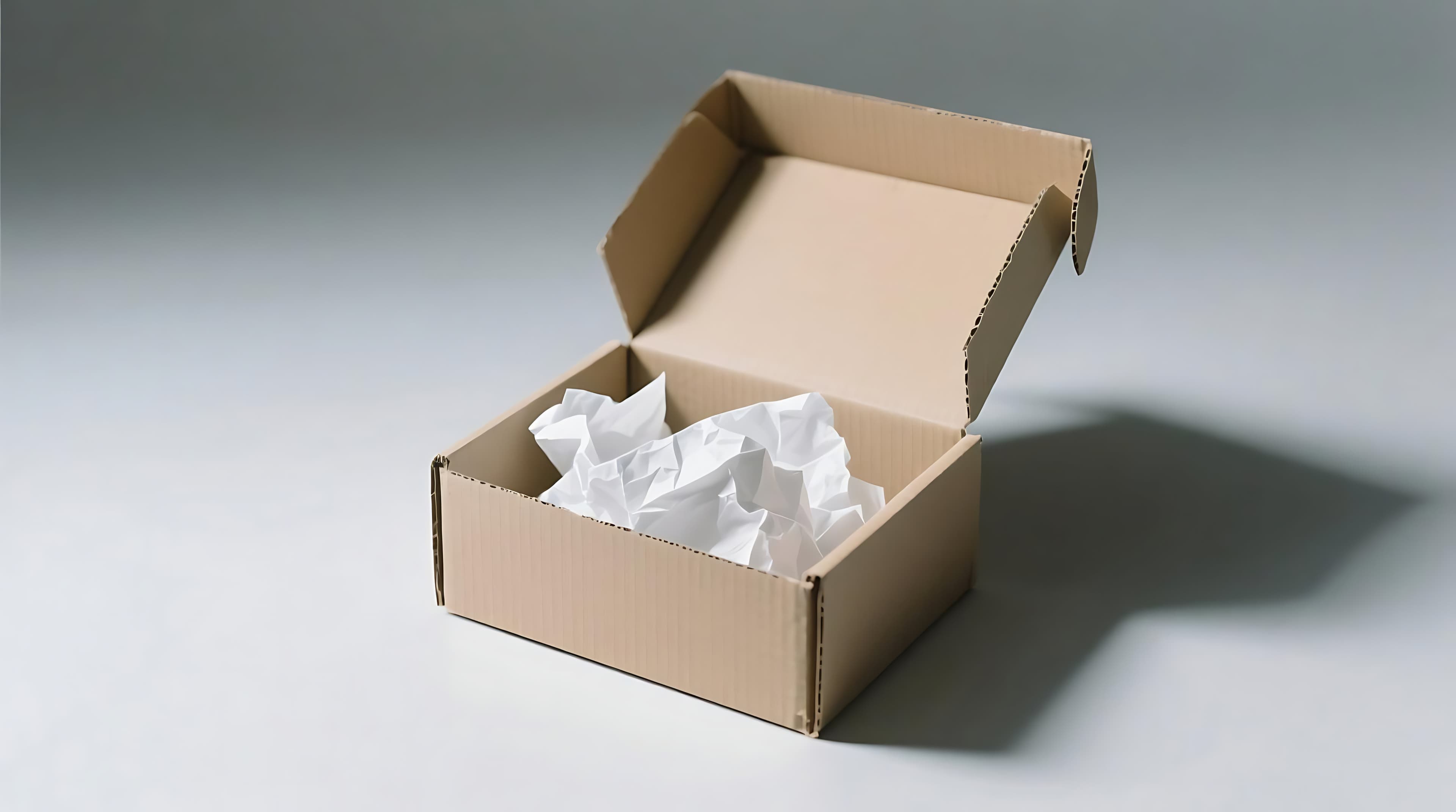 Open corrugated mailer with protective packing paper