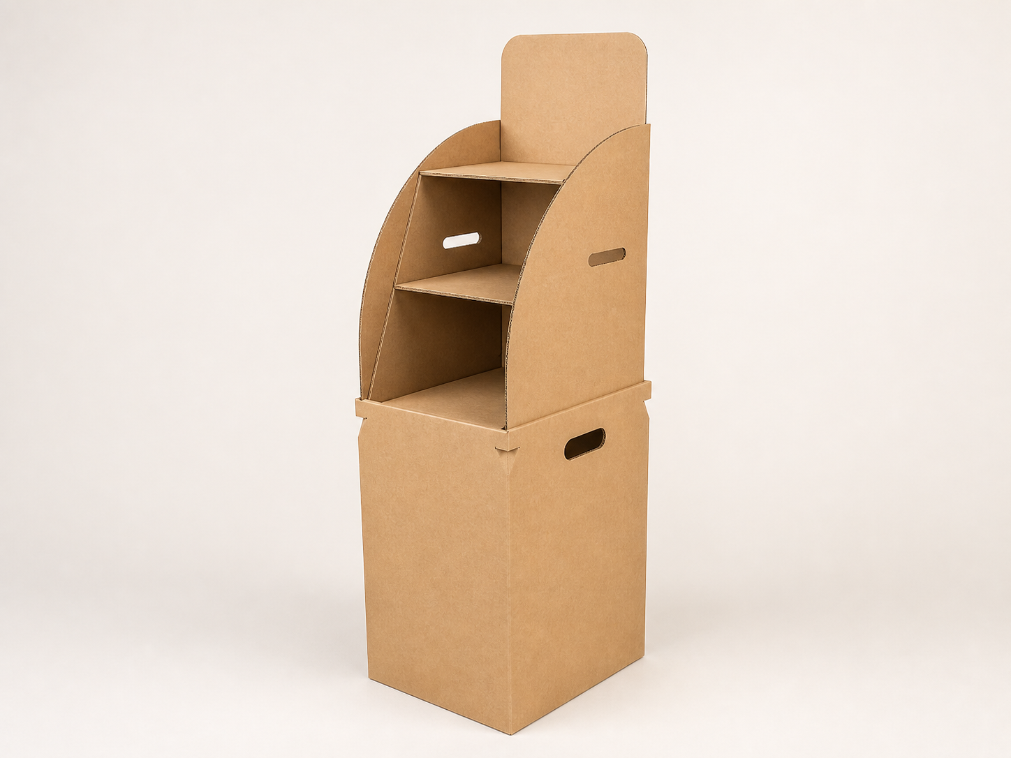 Three-shelf corrugated floor display